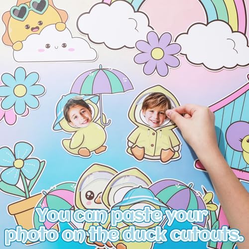 OBUSATT Spring is Back Bulletin Board Set Quack Duck Classroom Decoration Spring Bulletin Board Ducks Rainbow Cloud Photo Craft Cutouts for School Classroom Back to School Door Chalkboard Wall Decor - Image 4