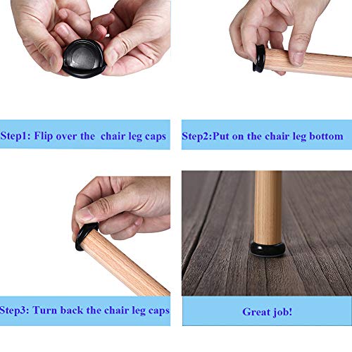 Furnigear Chair Glides Sliders Chair Leg tip caps, Furnigear-Chair Leg Floor Protectors Best Furniture Sliders for Carpet, 1 inch Round, 24 Pack - Image 5
