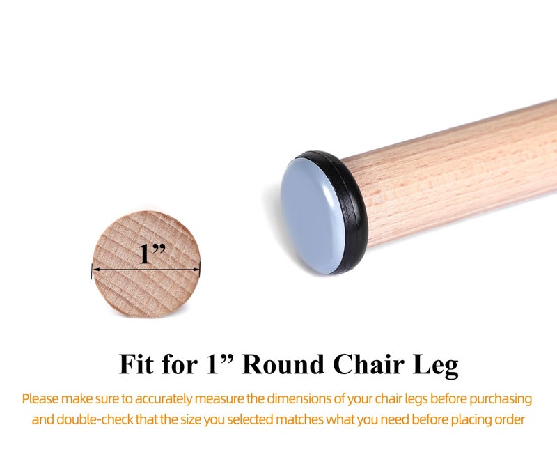 Furnigear Chair Glides Sliders Chair Leg tip caps, Furnigear-Chair Leg Floor Protectors Best Furniture Sliders for Carpet, 1 inch Round, 24 Pack - Image 3