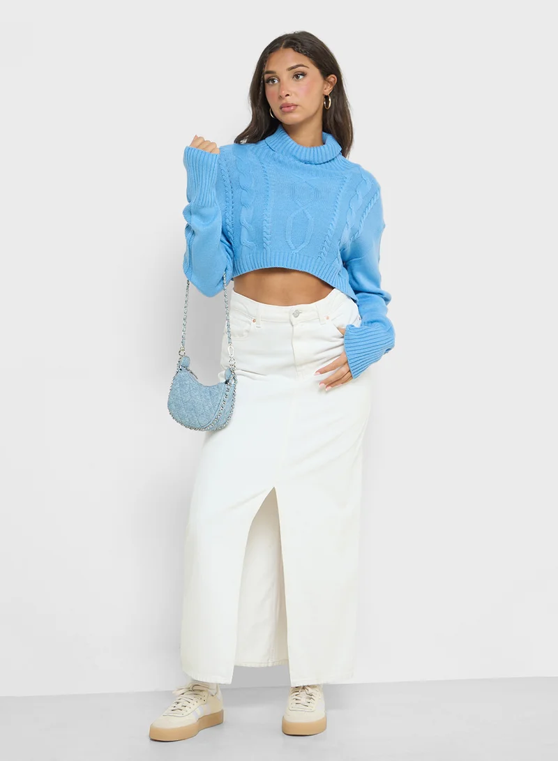 Ginger High Neck Cropped Sweater