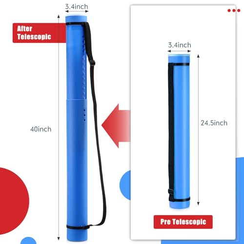 Yahenda 6 Pcs Expandable Blueprint Tubes Bulk Expand from 24" to 40" Poster Tube with Strap Storage Tubes with Caps Portable Round Carrying Case for Documents, Blueprints, Drawings, Art(6 Colors) - Image 2