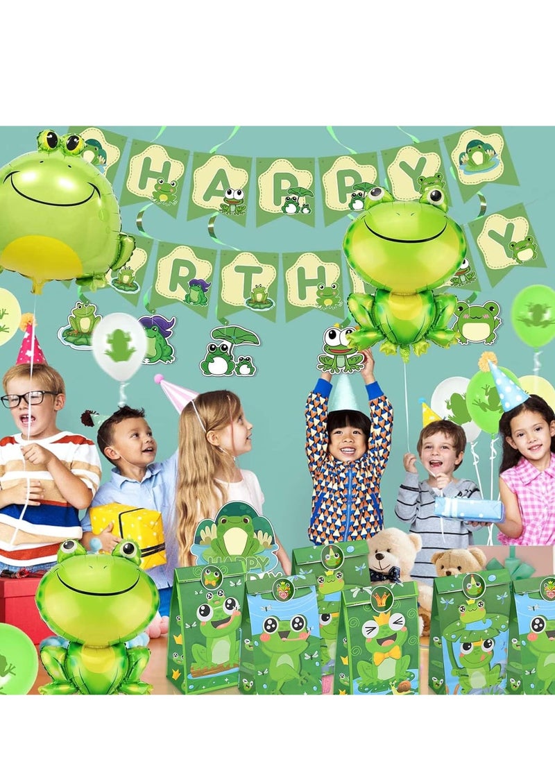 SYOSI 24 Pack Frog Party Paper Bags Candy Gift Bag with 36 Pcs Frog Stickers Cute Cartoon Shower Frog Themed Birthday Party Decorations Spring Themed Birthday Party Supplies Gifts for Kids - Image 2