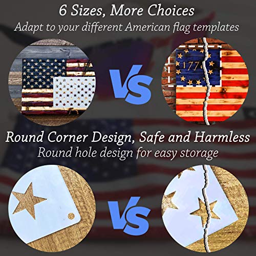 WISYOK 12 Pieces American Flag 50 Star Stencil Templates, 6 Sizes American Flag Templates, Ideal for DIY Crafts Design, Independence Day Project, American Flag Projects - Image 3