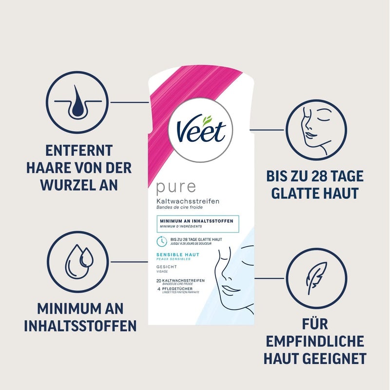Veet Face Ready to Use Wax Strips for Sensitive Skin Wax Strips - Image 3