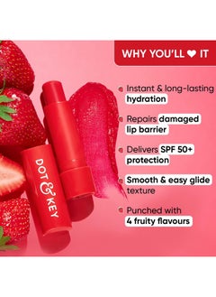 Dot & Key Dot & Key Barrier Repair Hydrating Lip Balm SPF 50 | Strawberry Red | Repairs Damaged Lip Barrier | High Tinted | 4.5 gm  - Image 3