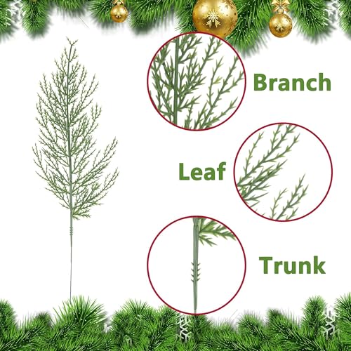 Alpurple 25 PCS Artificial Pine Branches-13.7 Inches Fake Greenery Plants Pine Sprigs-Faux Pine Leaves Picks for DIY Garland Crafts Christmas Embellishing and Home Garden Decoration (25PCS) - Image 3