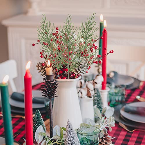 Alpurple 25 PCS Artificial Pine Branches-13.7 Inches Fake Greenery Plants Pine Sprigs-Faux Pine Leaves Picks for DIY Garland Crafts Christmas Embellishing and Home Garden Decoration (25PCS) - Image 5