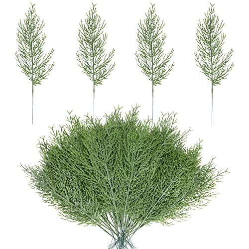 Alpurple 25 PCS Artificial Pine Branches-13.7 Inches Fake Greenery Plants Pine Sprigs-Faux Pine Leaves Picks for DIY Garland Crafts Christmas Embellishing and Home Garden Decoration (25PCS) - Image 1