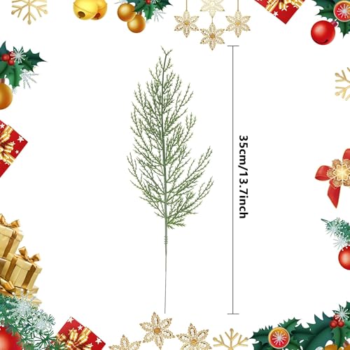 Alpurple 25 PCS Artificial Pine Branches-13.7 Inches Fake Greenery Plants Pine Sprigs-Faux Pine Leaves Picks for DIY Garland Crafts Christmas Embellishing and Home Garden Decoration (25PCS) - Image 2