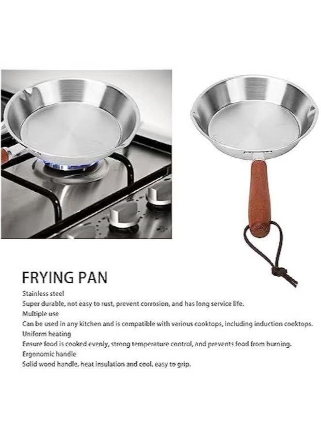 Arabest Egg Pan, Mini Nonstick Egg and Omelet Pan, Stainless Steel Small Frying Pan Skillet, Multipurpose Pan with Wooden Handle, Cookware Designed for Eggs Pancakes, Dishwasher Safe - Image 3