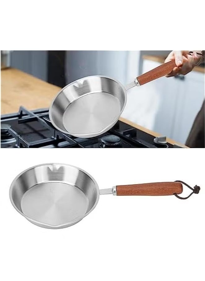 Arabest Egg Pan, Mini Nonstick Egg and Omelet Pan, Stainless Steel Small Frying Pan Skillet, Multipurpose Pan with Wooden Handle, Cookware Designed for Eggs Pancakes, Dishwasher Safe - Image 1