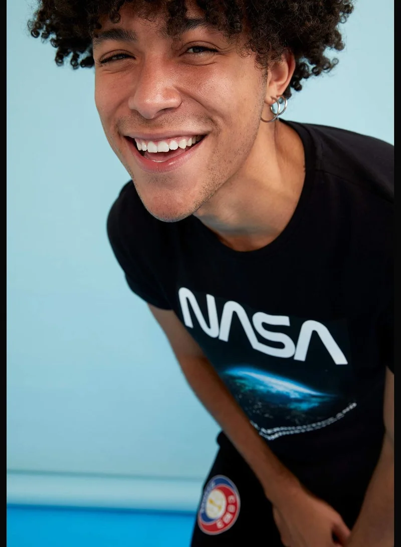 DeFacto Nasa Licenced Man Knitted Slim Fit Crew Neck T-Shirt