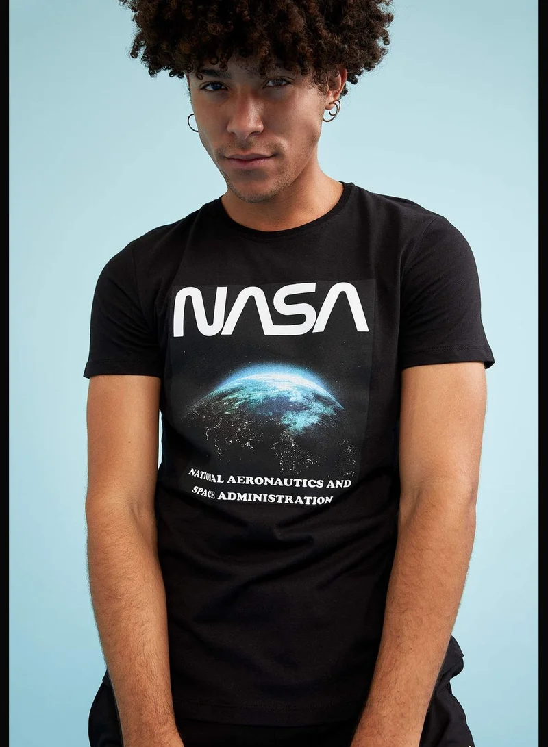 DeFacto Nasa Licenced Man Knitted Slim Fit Crew Neck T-Shirt