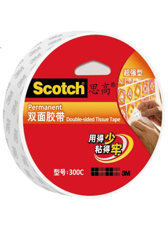3M 3M Scotch Double-Sided Cotton Paper Tape (Extra Strong), Office Supplies, 300C-18, 18Mm*9.5M - Image 1