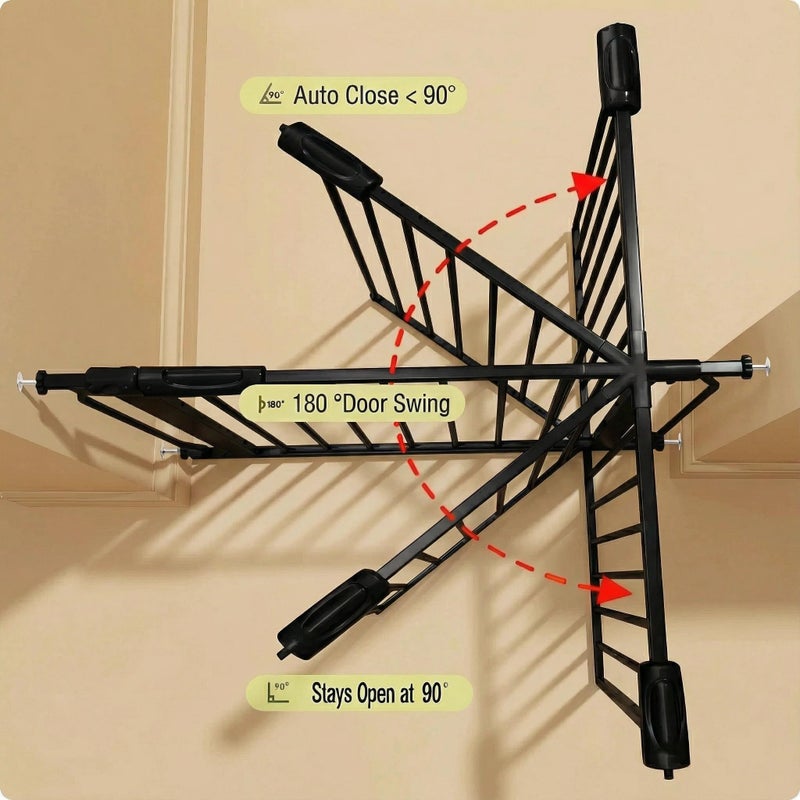 Vothco Walk Through Baby & Dog Gate 29-34 Inch, Tension Mounted No Drilling, Indoor Safety Gate for Stairs & Doorways, Metal Design for Kids and Pets, Black - Image 3