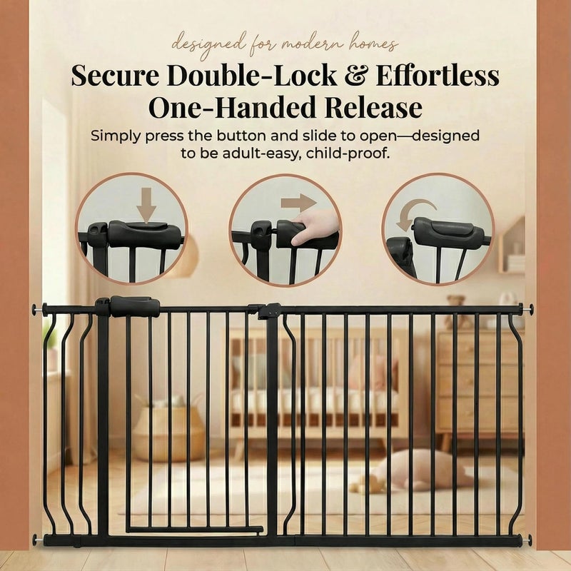 Vothco Walk Through Baby & Dog Gate 29-34 Inch, Tension Mounted No Drilling, Indoor Safety Gate for Stairs & Doorways, Metal Design for Kids and Pets, Black - Image 4