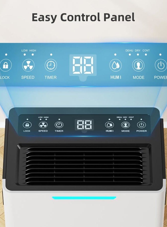 Aiusevo 1500 Sq. ft Dehumidifier for Basement and Large Room, 21 Pints Dehumidifiers for Home with Drain Hose, Intelligent Humidity Control, 3 Modes, 24H Timer, Ideal for RV, Bathroom, Bedroom - Image 4
