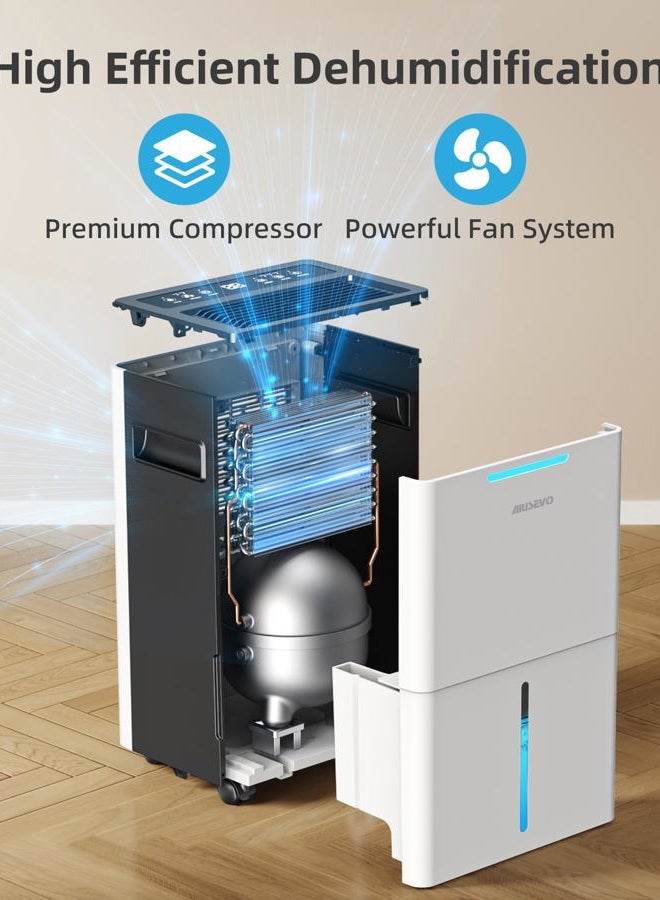 Aiusevo 1500 Sq. ft Dehumidifier for Basement and Large Room, 21 Pints Dehumidifiers for Home with Drain Hose, Intelligent Humidity Control, 3 Modes, 24H Timer, Ideal for RV, Bathroom, Bedroom - Image 3