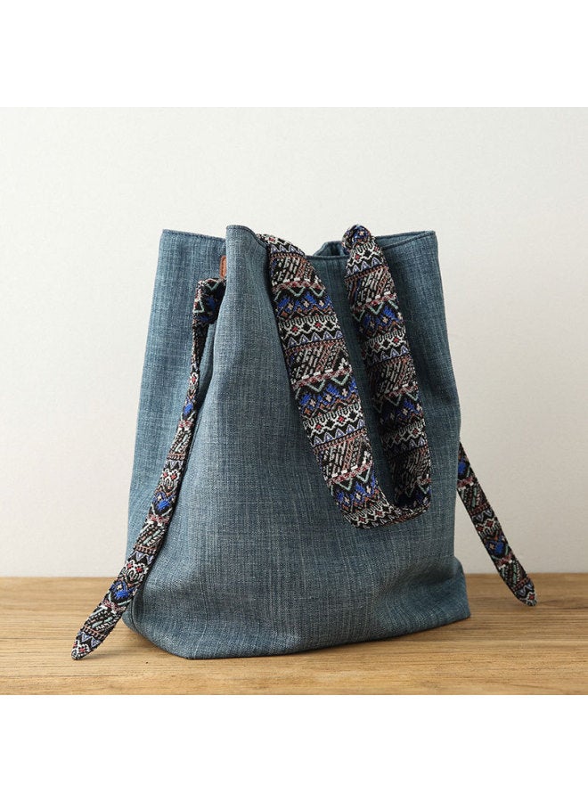 2023 New Canvas Bag Women's Bag Casual Shoulder Bag All-match Cotton And Linen Women's Bag Simple Retro Artistic Messenger Bag