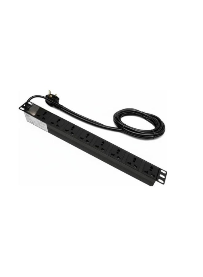 Terabyte PDU 8 WAY 1U rack-mounted 8-unit 13A UK Plug PDU Power Strip Network Cabinet Rack Socket 2M Extension Cable Standard Outlet Switch Supply Power Distribution Aluminum - Black Color - Image 2