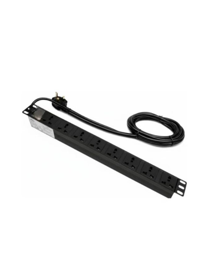 Terabyte PDU 8 WAY 1U rack-mounted 8-unit 13A UK Plug PDU Power Strip Network Cabinet Rack Socket 2M Extension Cable Standard Outlet Switch Supply Power Distribution Aluminum - Black Color - Image 1