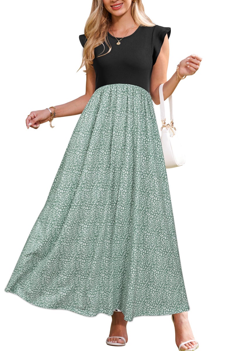 OUGES Women's Summer Casual Floral Maxi Dresses Maternity Clothes Spring Fashion Outfits Baby Shower Dress for Photoshoot 2026(Floral N,S) - Image 1