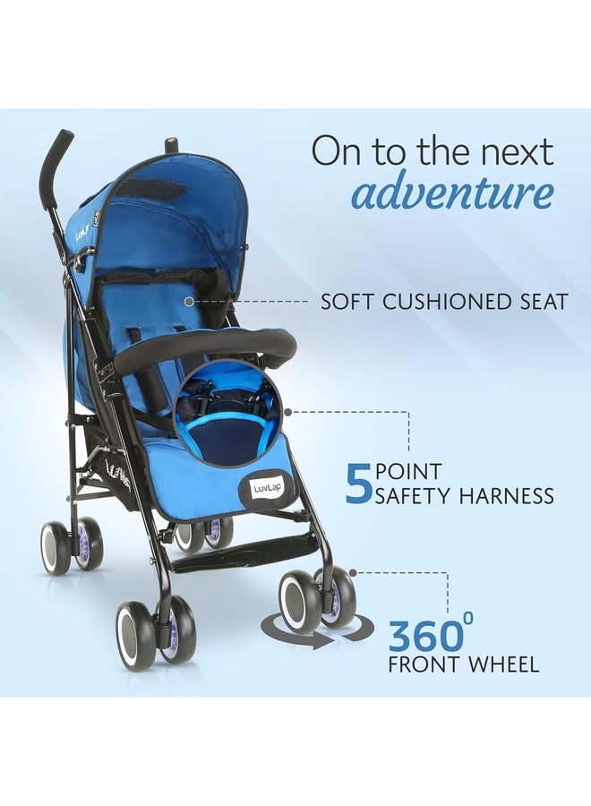 Luvlap City Baby Stroller/Buggy, Lightweight, Compact & Travel Friendly Baby pram, for 6-36 Months Baby, 5 Point Safety Harness, Adjustable seat Recline, extendable Canopy, 15Kg Capacity (Blue) - Image 2