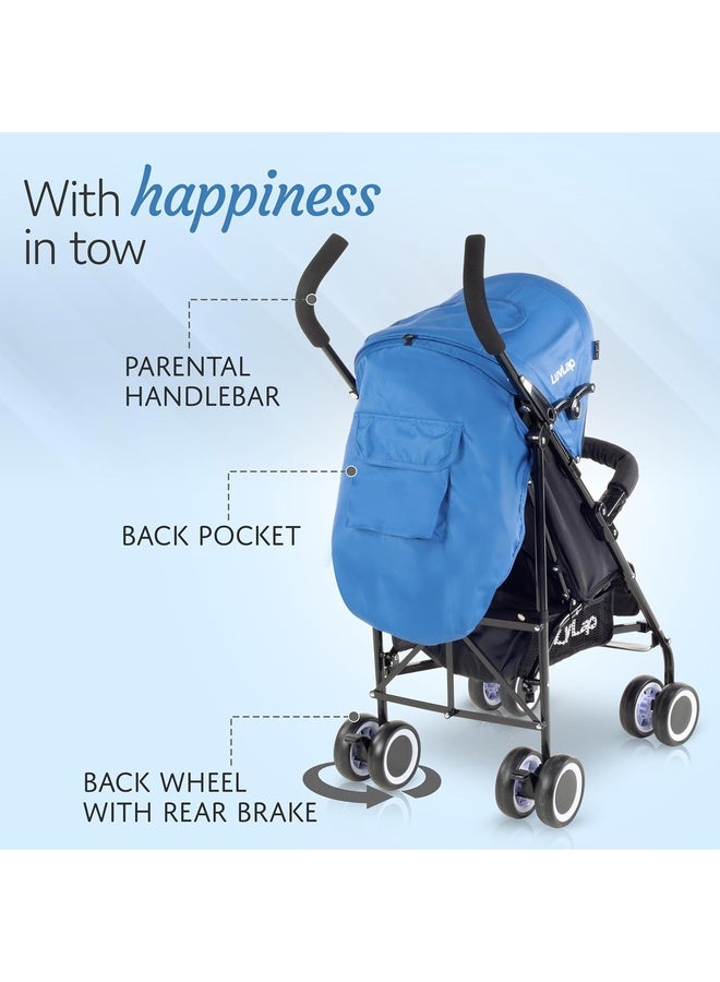 Luvlap City Baby Stroller/Buggy, Lightweight, Compact & Travel Friendly Baby pram, for 6-36 Months Baby, 5 Point Safety Harness, Adjustable seat Recline, extendable Canopy, 15Kg Capacity (Blue) - Image 5