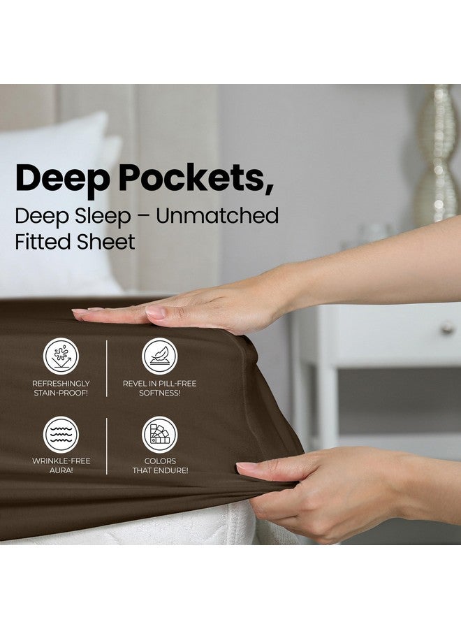 Utopia Bedding King Fitted Sheet - Bottom Sheet - Deep Pocket - Soft Microfiber - Shrinkage and Fade Resistant - Easy Care -1 Fitted Sheet Only (Brown) - Image 4
