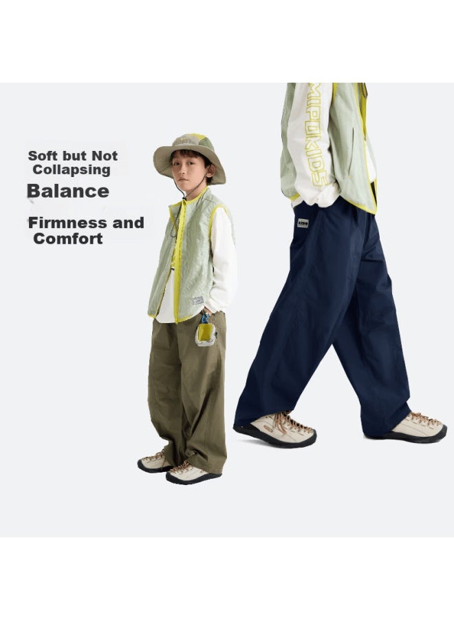 Mipo New Kids' Spring Cotton Breathable Outdoor Casual Cargo Pants Khaki Green 150cm