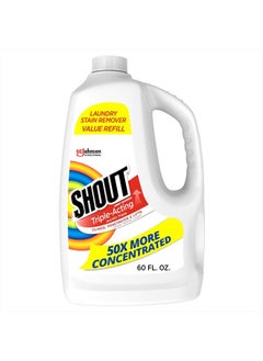 Shout Shout Active Enzyme Laundry Stain Remover Spray, Triple-Acting Formula Clings, Penetrates, and Lifts 100+ Types of Everyday Stains - Prewash Refill 60oz  - Image 1