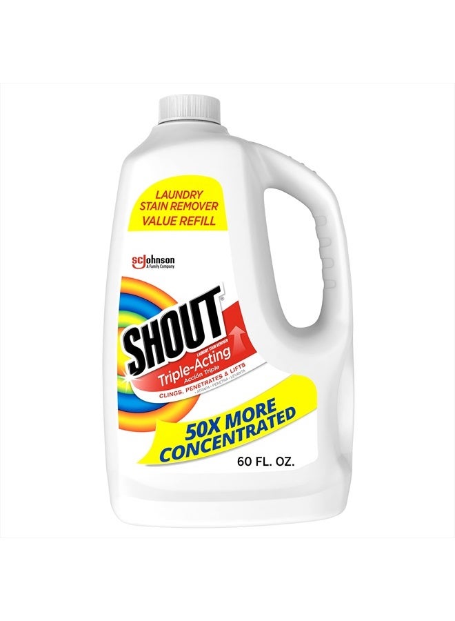 Shout رذاذ مزيل البقع المنشطة من شوت، تركيبة ثلاثية الفعالية تلتصق، تخترق، وتزيل أكثر من 100 نوع من البقع اليومية - عبوة إعادة تعبئة 60 أونصة - Image 1