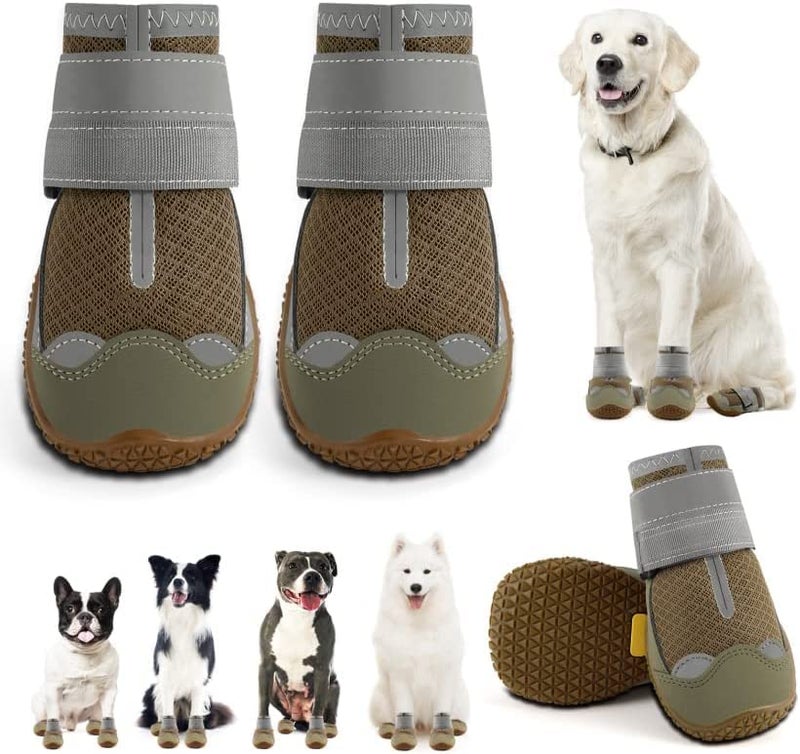 KUTKUT Dustproof Boots for Hardwood Floor | Breathable Shoes | Dog Booties With Reflective Anti-Slip Sole | Outdoor Paw Protectors With Rubber Soles for Hiking and Running (Size: 5) - Image 1