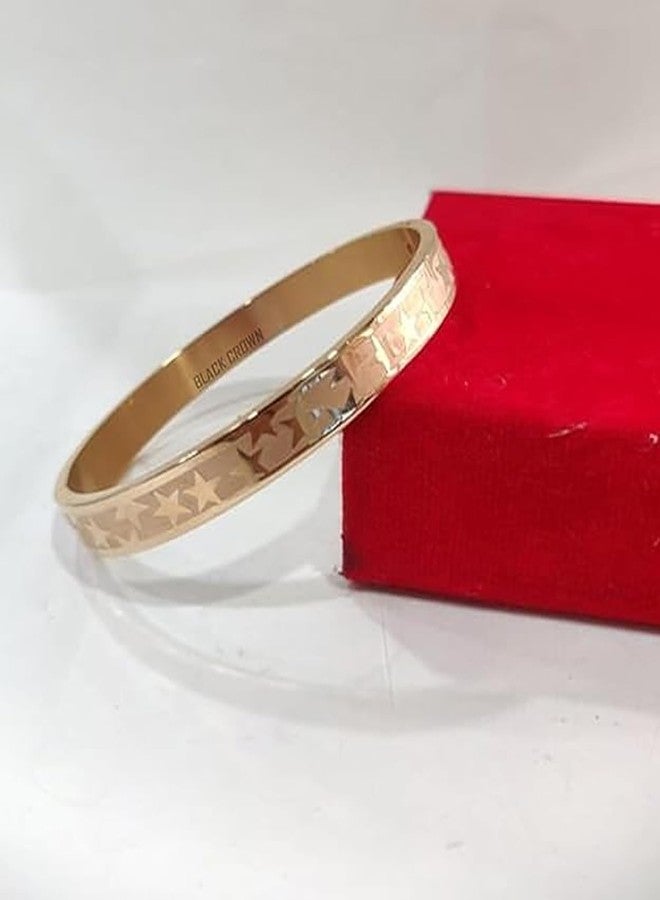 BLACK CROWN Stainless Steel Star Kada, Unisex Jewelry Gold Plate Fine Jewelry, Cuff Bracelet Stainless Steel Star Design Gold-plated Kada. (ROSE GOLD) - Image 3