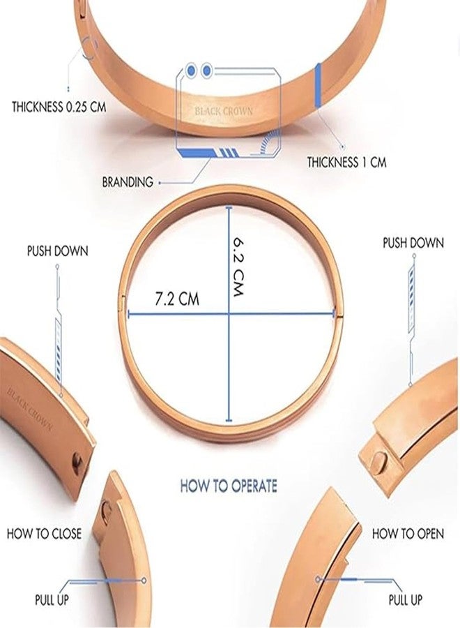 BLACK CROWN Stainless Steel Star Kada, Unisex Jewelry Gold Plate Fine Jewelry, Cuff Bracelet Stainless Steel Star Design Gold-plated Kada. (ROSE GOLD) - Image 5