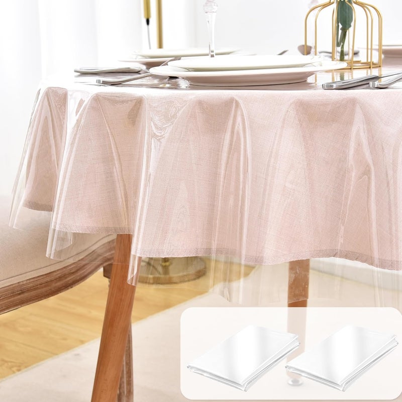Nasitos 2 Pack Round Table Cloth Protector 60 Inch-Small Round Plastic Table Covers, Waterproof Clear PVC Oil & Spill-Proof Vinyl Circle Tablecloth for Small Coffee Table, Outdoor & Indoor Uses - Image 1
