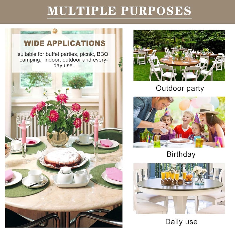 Nasitos 2 Pack Round Table Cloth Protector 60 Inch-Small Round Plastic Table Covers, Waterproof Clear PVC Oil & Spill-Proof Vinyl Circle Tablecloth for Small Coffee Table, Outdoor & Indoor Uses - Image 4