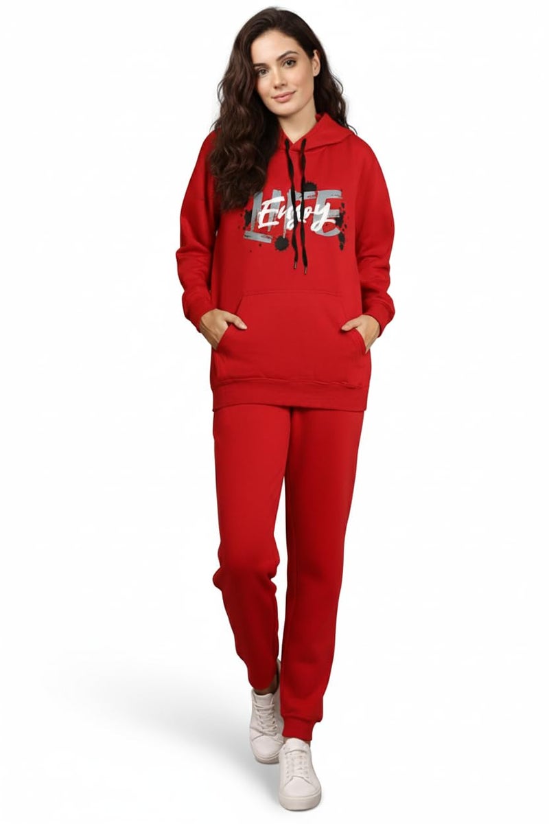 Mack Jonney Graphic Print Track Suit for Women | Co-ord Set | Warm Fleece Tracksuit Set | Full Sleeve Hoodie-M5122 - Image 1