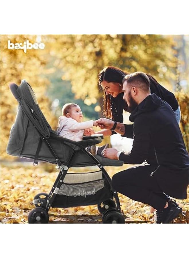 Gonice Baybee Baby Stroller for Travel Babies with 3-Position Adjustable Seat & Canopy, 5 Point Safety Belt & Storage | Portable Baby Stroller for Infant 0 to 3 Years Boy Girl (Grey)  - Image 3