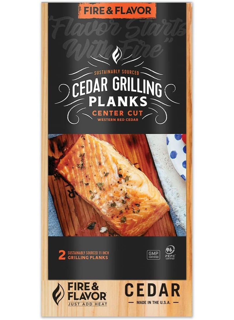 Fire & Flavor Cedar Planks, Great for Cedar Planked Salmon, Sustainably Sourced & Certified, 2-Pack, 11 inch  - Image 1