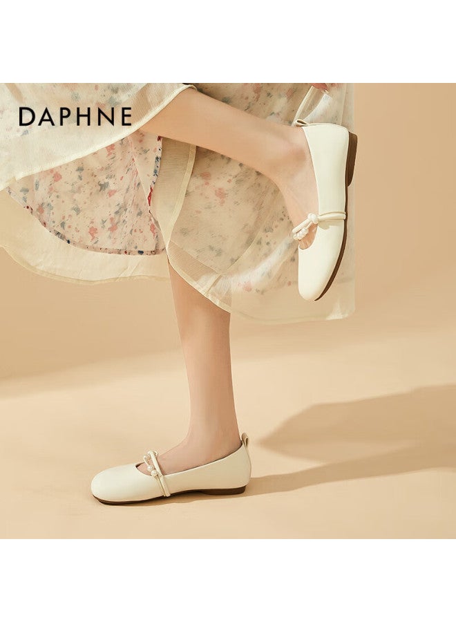Daphne Fairy-style Gentle Women's Flats, Soft-soled Mary Jane Shoes, Evening Shoes, 4623101127, Beige, Size 40 - Image 3