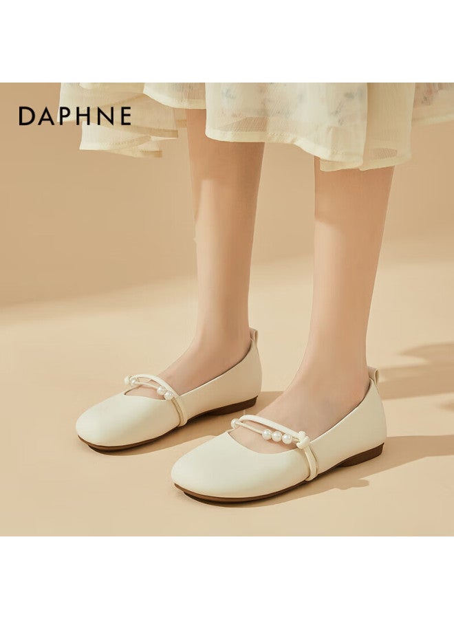 Daphne Fairy-style Gentle Women's Flats, Soft-soled Mary Jane Shoes, Evening Shoes, 4623101127, Beige, Size 40 - Image 4