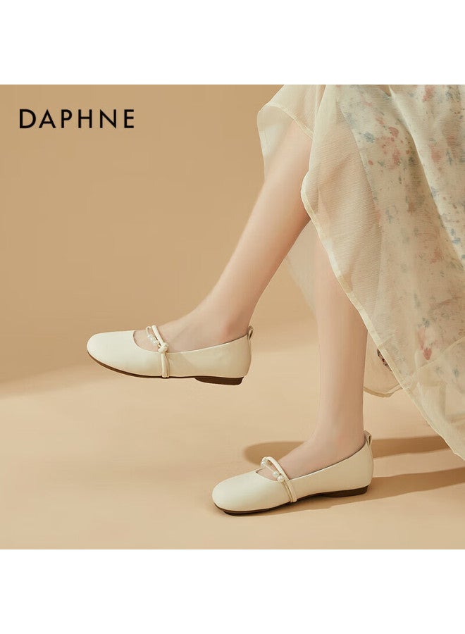 Daphne Fairy-style Gentle Women's Flats, Soft-soled Mary Jane Shoes, Evening Shoes, 4623101127, Beige, Size 40 - Image 2