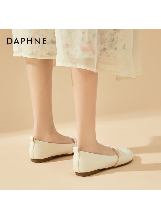 Daphne Fairy-style Gentle Women's Flats, Soft-soled Mary Jane Shoes, Evening Shoes, 4623101127, Beige, Size 40 - Image 5
