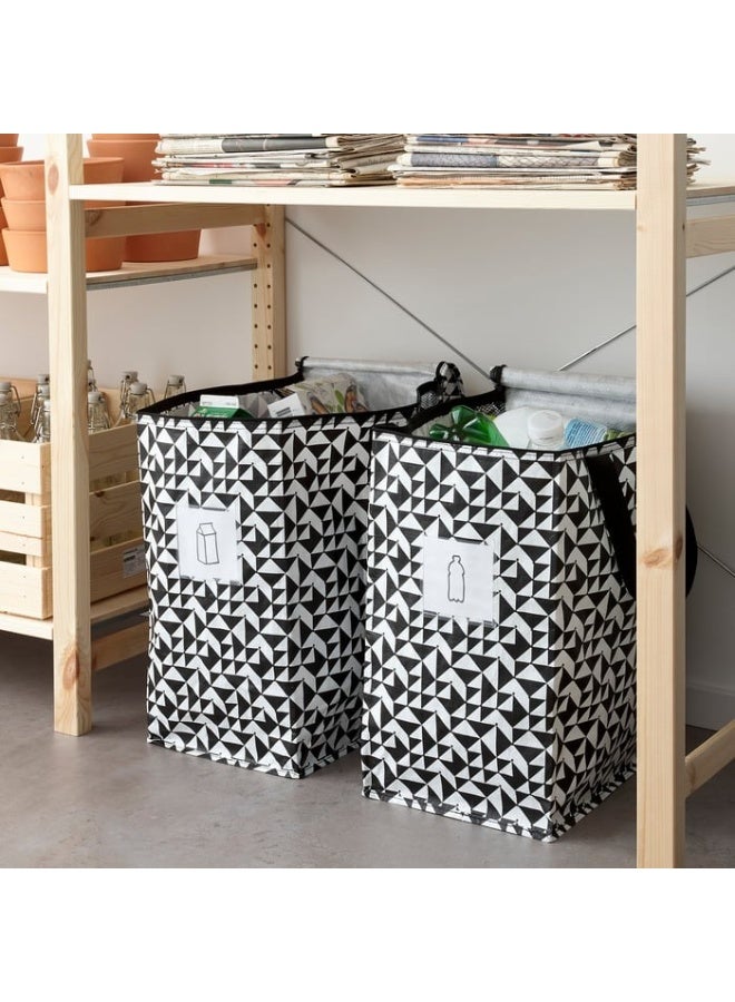 IKEA (IKEA) IKEA KNALLA Bag Black/White 47L  Foldable Large Shopping & Travel Bag with Handles 40x25x47 cm - Image 4