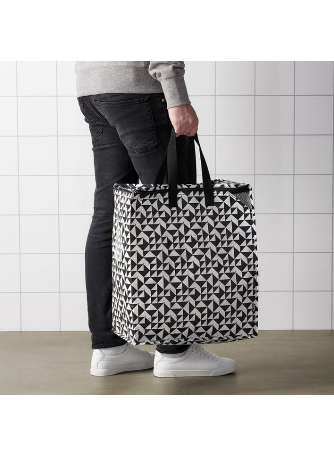 IKEA (IKEA) IKEA KNALLA Bag Black/White 47L  Foldable Large Shopping & Travel Bag with Handles 40x25x47 cm - Image 5