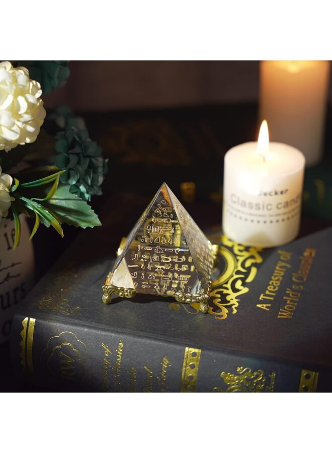 يُسلِّم هرم كريستالي منشوري، وزن ورقي، زخرفة طاقة إيجابية، هرم مصري زجاجي مع شخصية ذهبية مصرية، لتزيين المنزل، مجموعة هدايا - Image 5