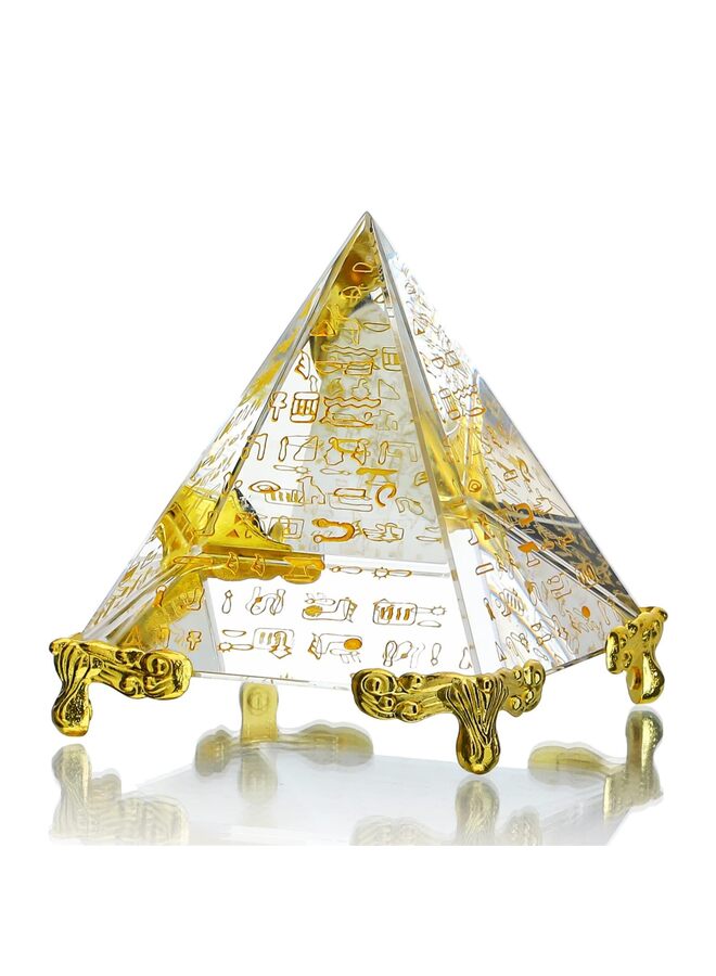 يُسلِّم هرم كريستالي منشوري، وزن ورقي، زخرفة طاقة إيجابية، هرم مصري زجاجي مع شخصية ذهبية مصرية، لتزيين المنزل، مجموعة هدايا - Image 1