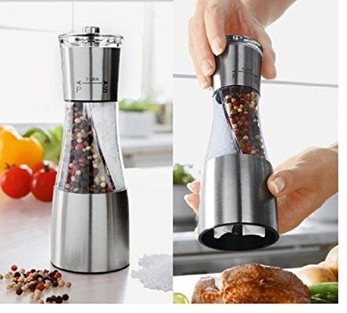 Lwvax 2 in 1 Salt and Pepper Grinder Premium Stainless Steel Salt and Pepper Mill with Adjustable Coarseness Salt Grinder and Pepper Shaker Mill - Image 1