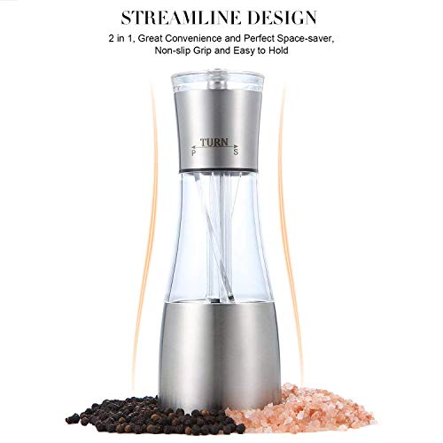 Lwvax 2 in 1 Salt and Pepper Grinder Premium Stainless Steel Salt and Pepper Mill with Adjustable Coarseness Salt Grinder and Pepper Shaker Mill - Image 3